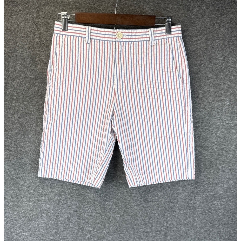 Vineyard Vines Boys Firework Stripe Seersucker Breaker Shorts Size 16 Preppy USA